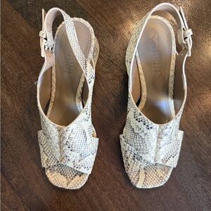 MERCEDES CASTILLO Cream Snakeskin Wedges